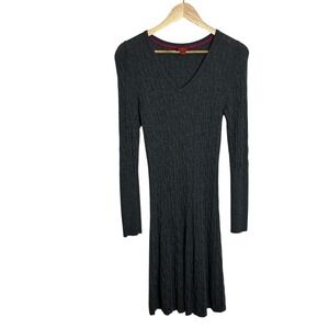 Krimson Klover Medium Gray Cable Knit Sweater Dress Preppy Minimalist
